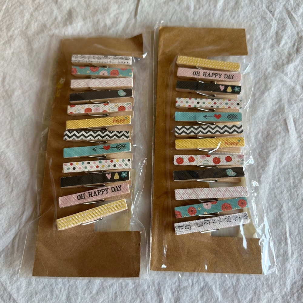 Michaels Mini Wood Clothespins Songs of Spring 24pc Floral Chevron Craft Clips